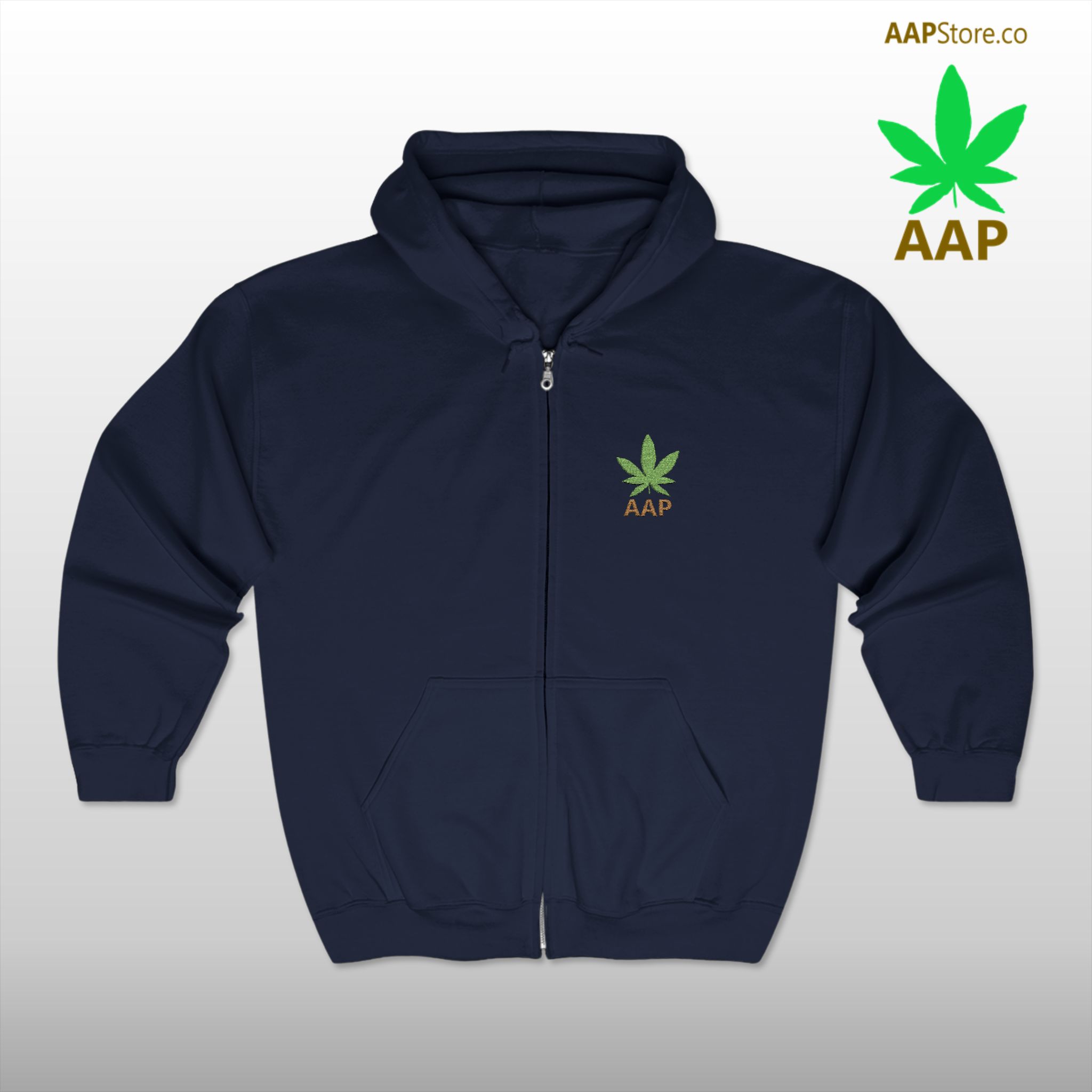 Follow The Program AAP Original AttitudeAdjustment.shop Pocket Logo Full Zip Hooded Sweatshirt