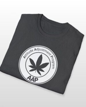 attitude adjustment program clear white badge 420 tee