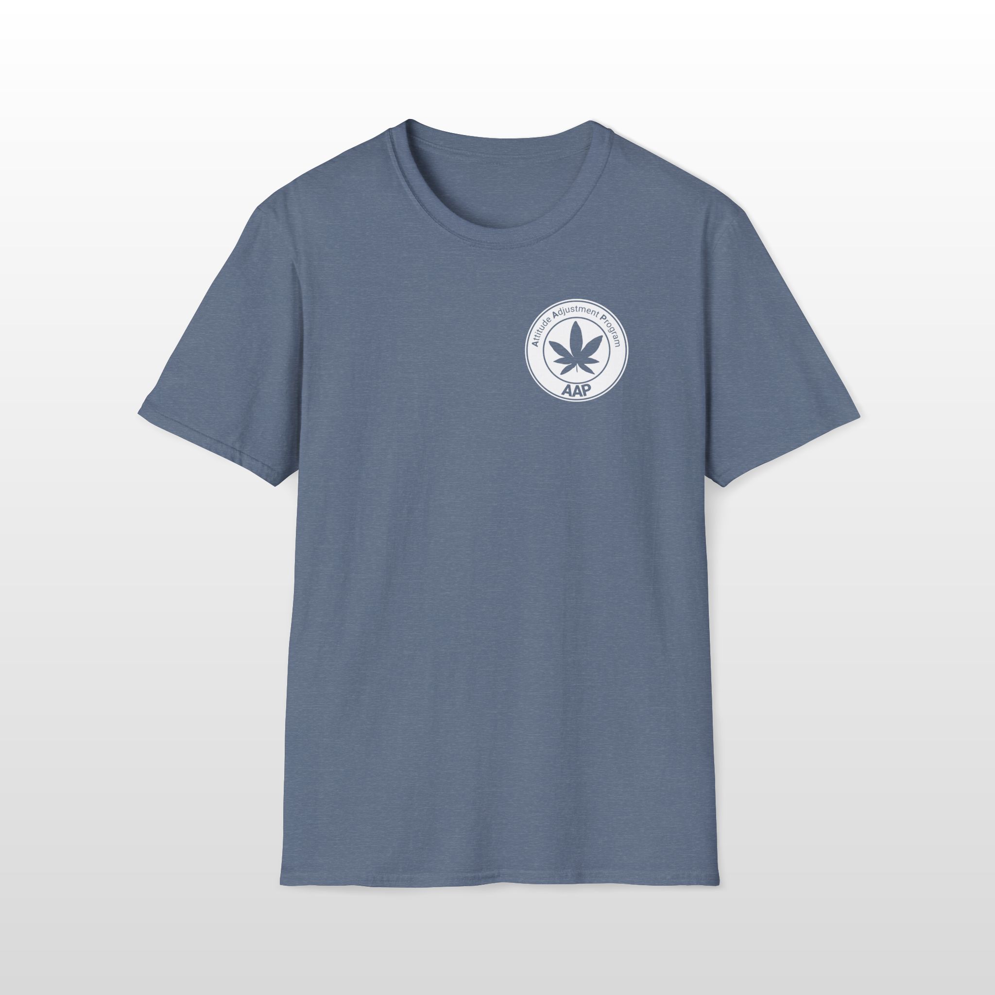 attitude adjustment program clear white pocket badge 420 tee