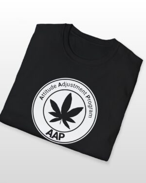 attitude adjustment program clear white badge 420 tee