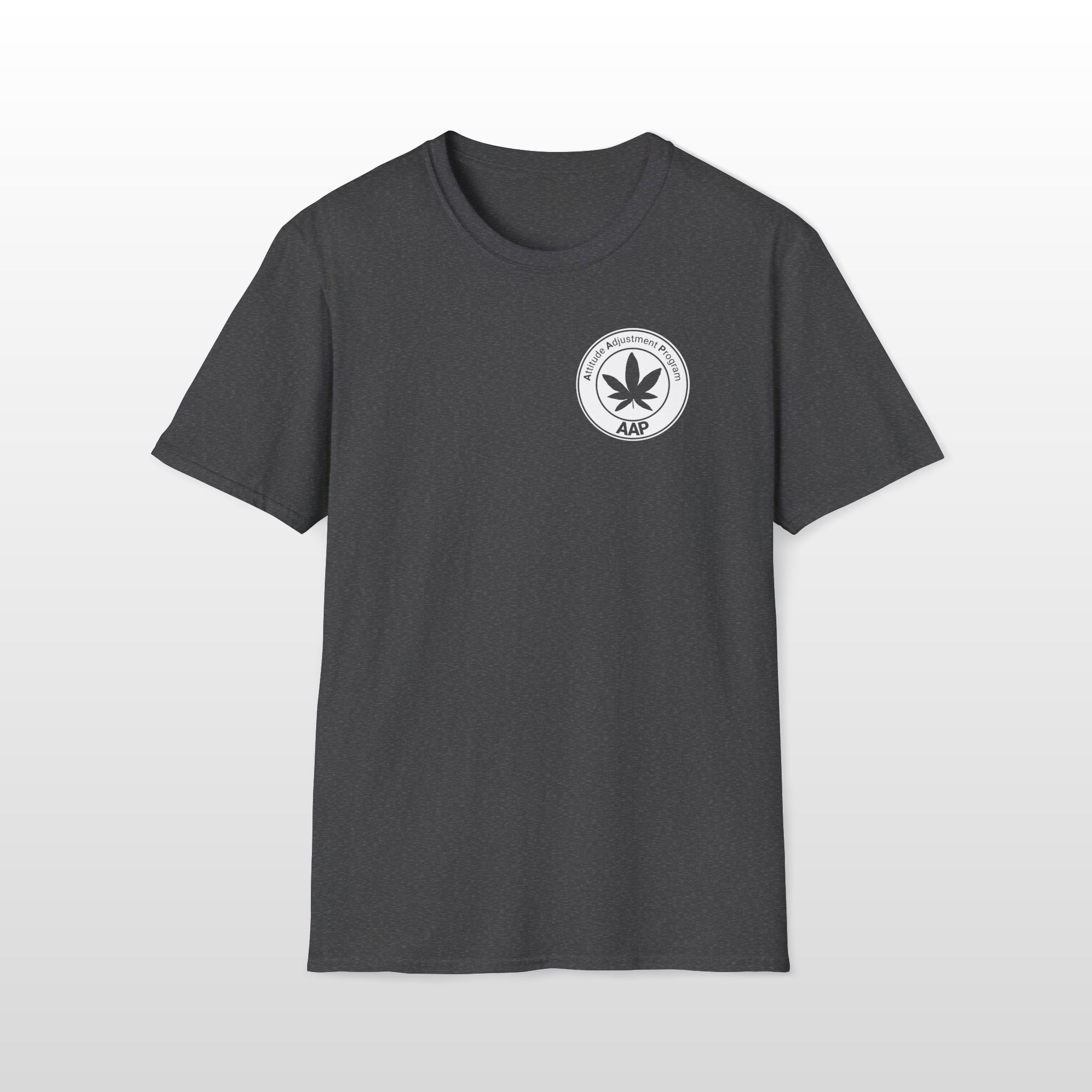 attitude adjustment program clear white pocket badge 420 tee