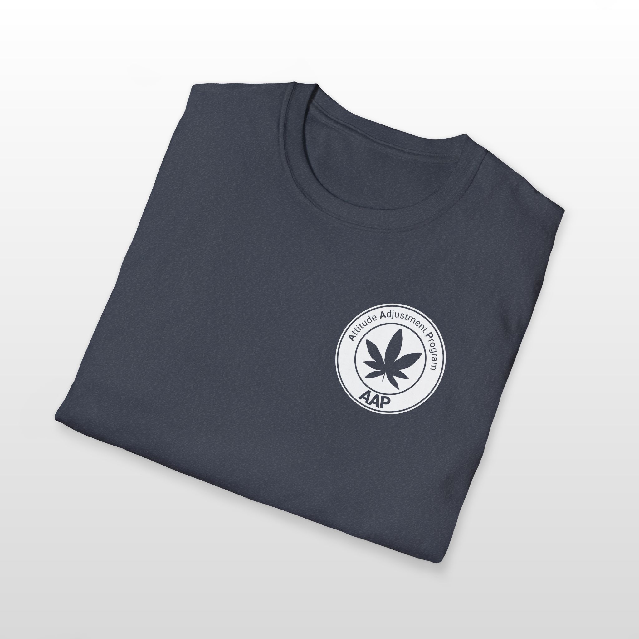 attitude adjustment program clear white pocket badge 420 tee