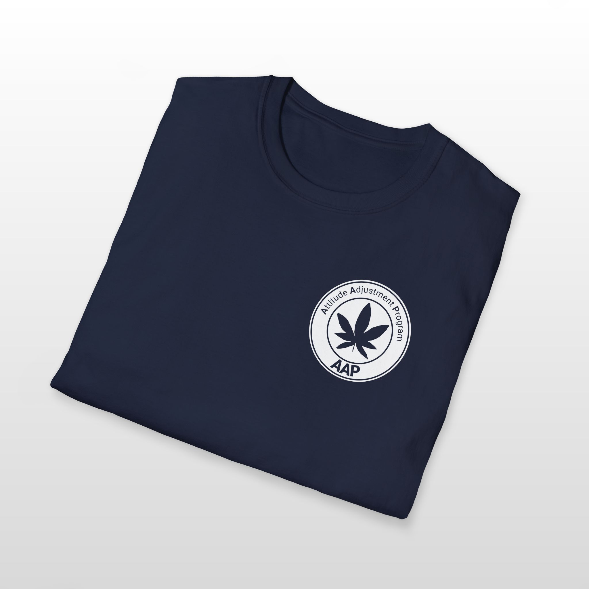 attitude adjustment program clear white pocket badge 420 tee