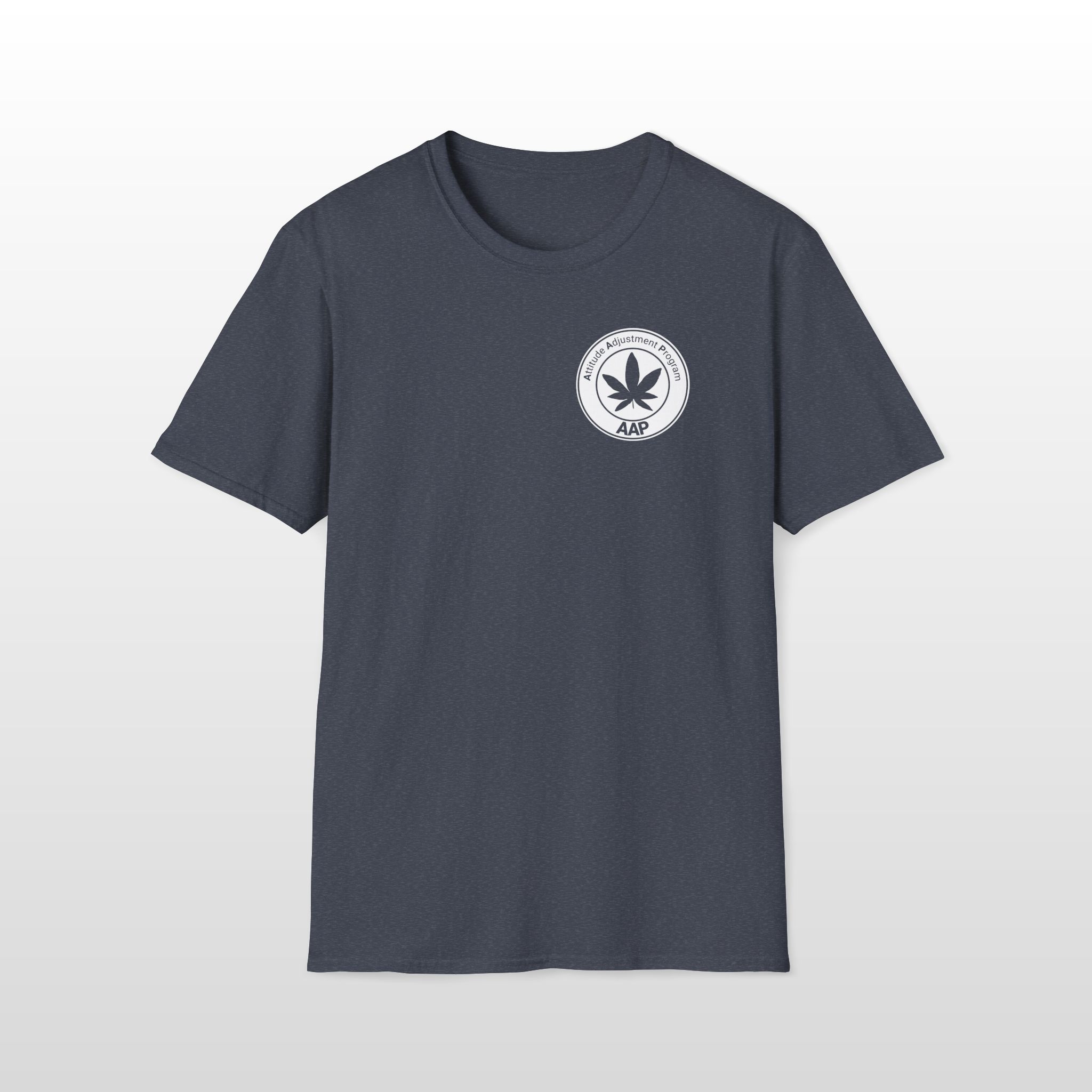 attitude adjustment program clear white pocket badge 420 tee