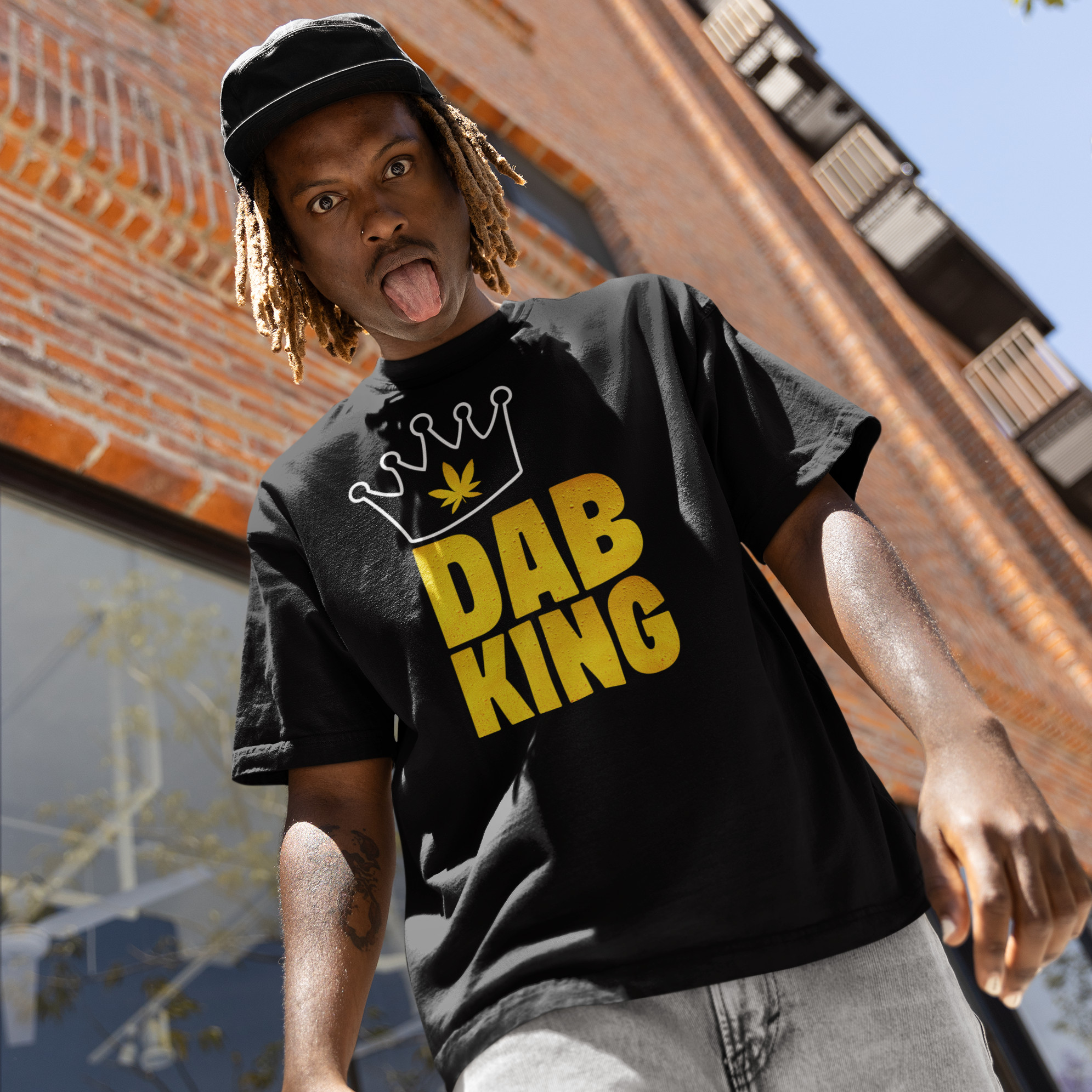aap dab king 420 tee black lifestyle male model 1x1