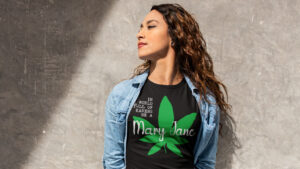 aap in a world full of karens be a mary jane 420 tee black lifestyle female model 16x9