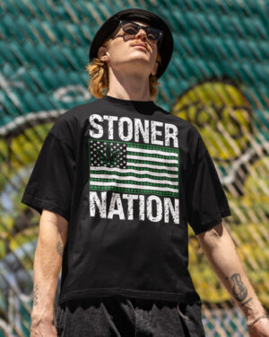 aap stoner nation 420 tee black lifestyle male model 1x1