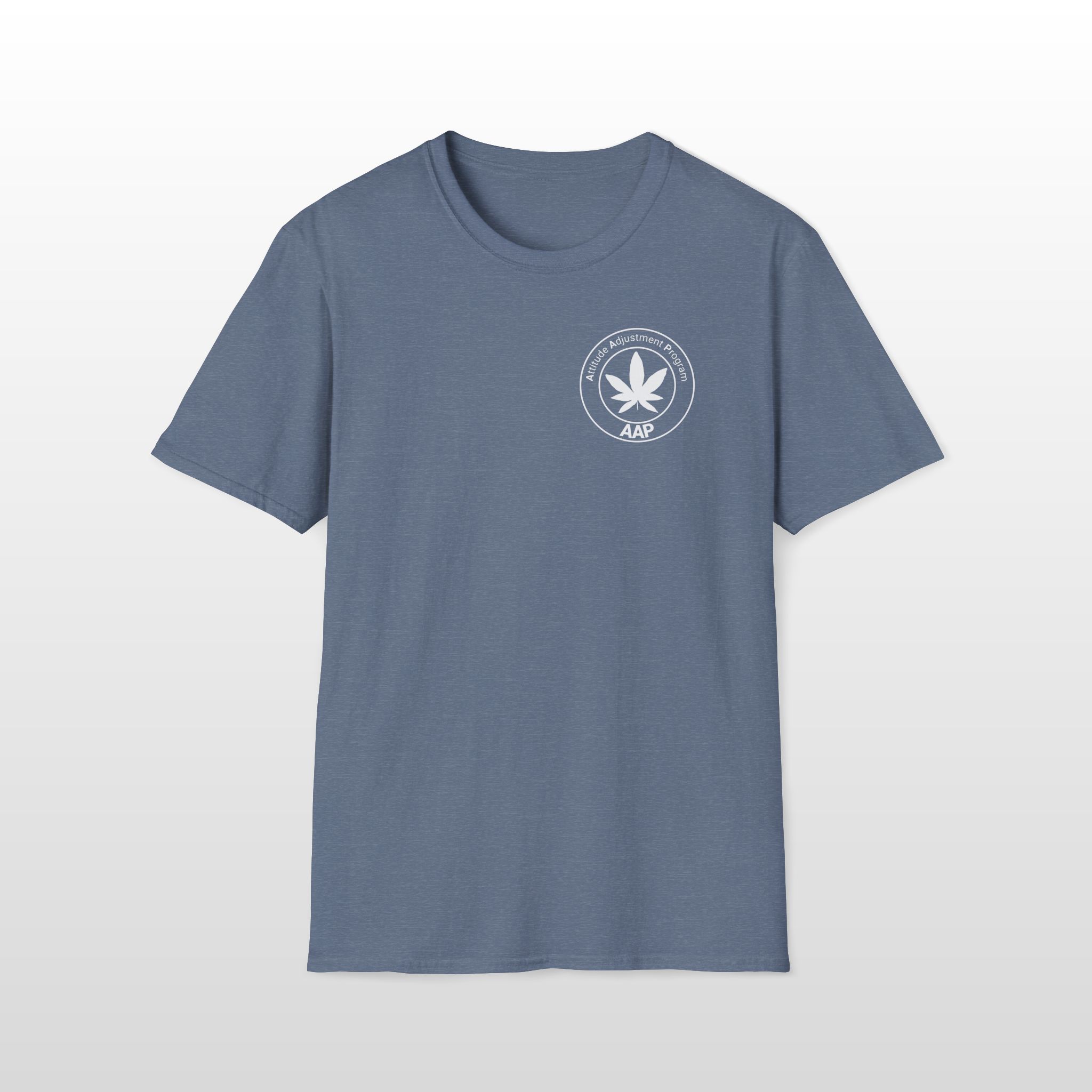 attitude adjustment program aap white pocket badge 420 tee