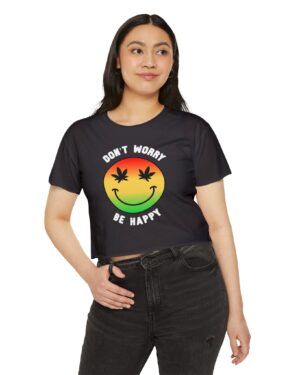 don't worry be happy 420 crop tee