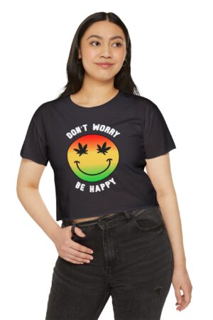 don't worry be happy 420 crop tee