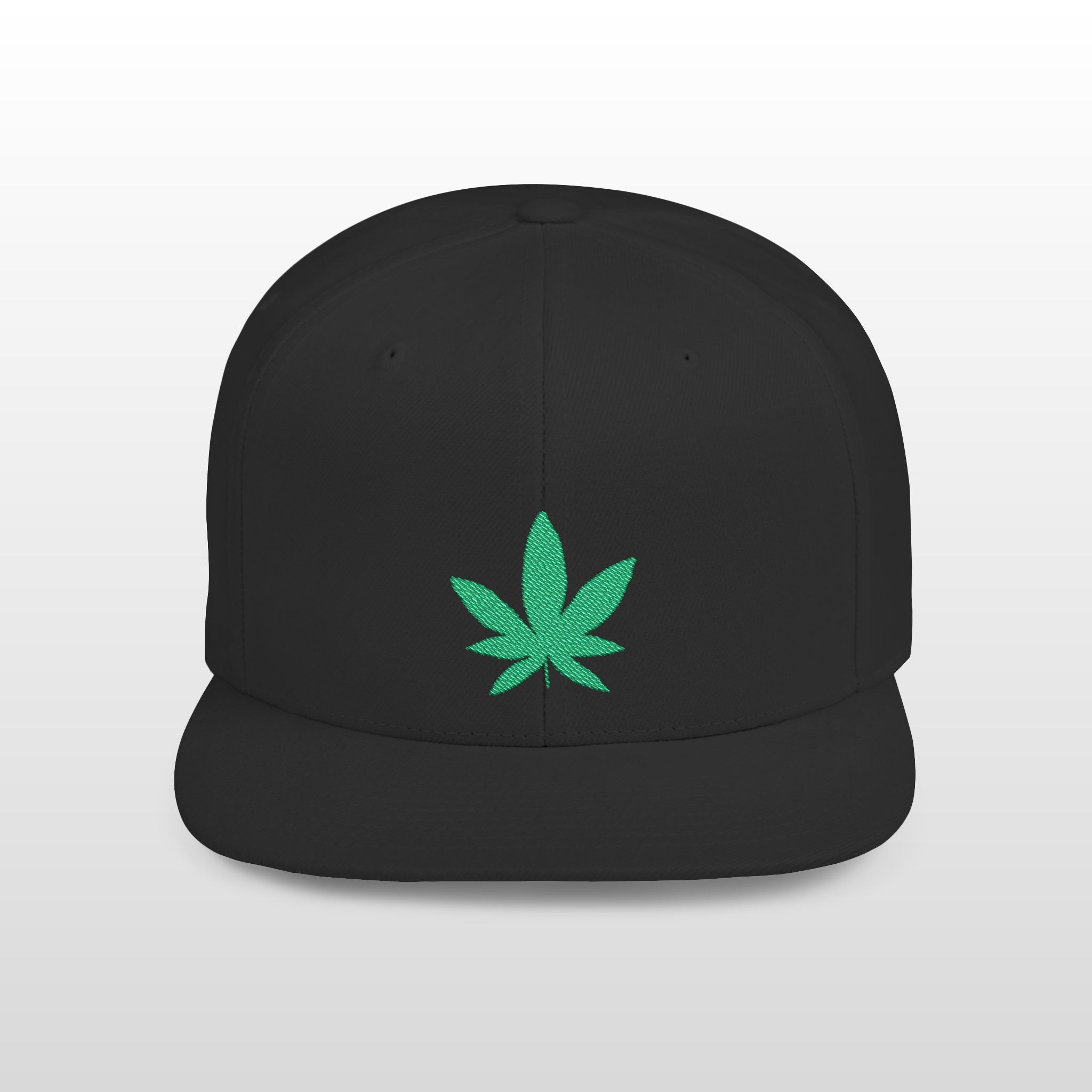 grean leaf 420 embroidered flat bill snapback cap
