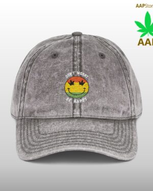 vintage embroidered smile cap retro stoner vibe hat