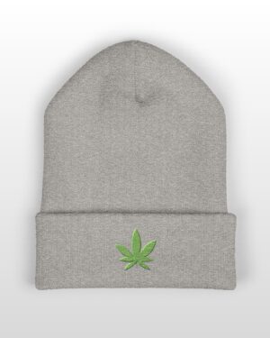 green leaf 420 embroidered beanie