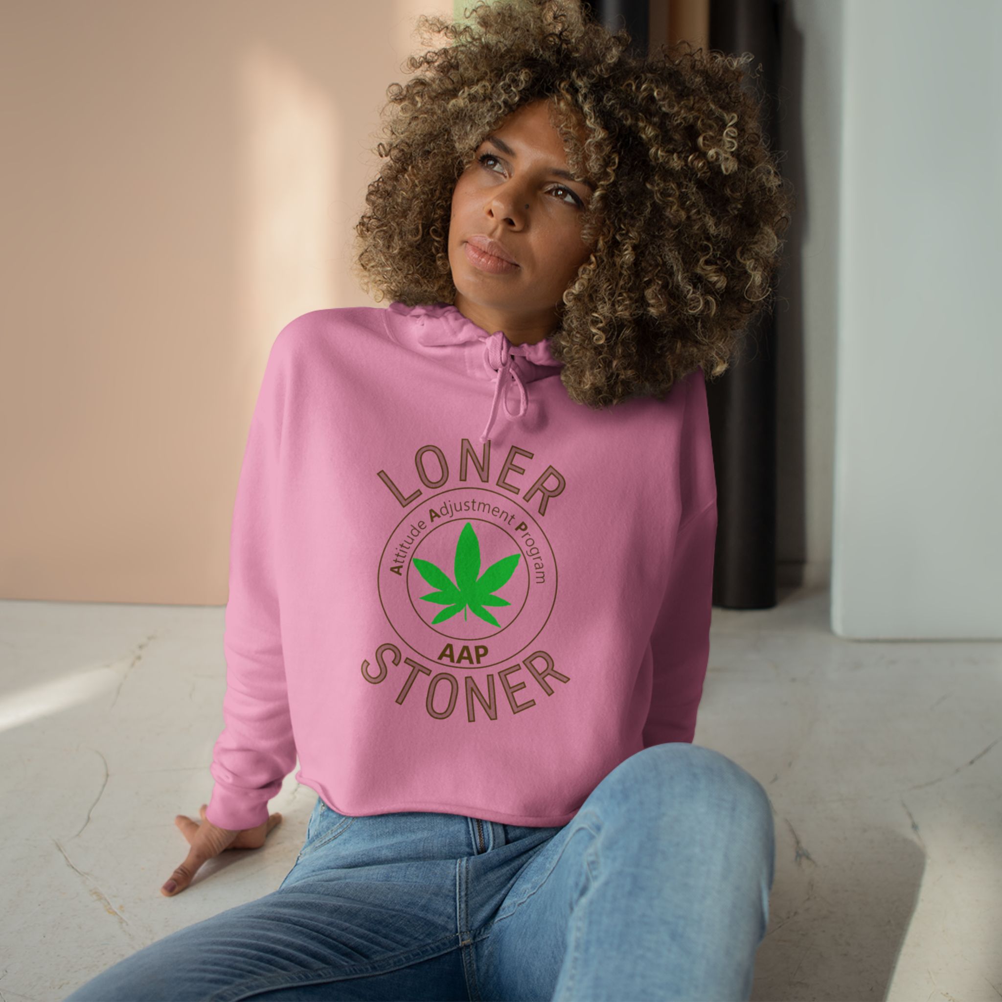loner stoner crop hoodie