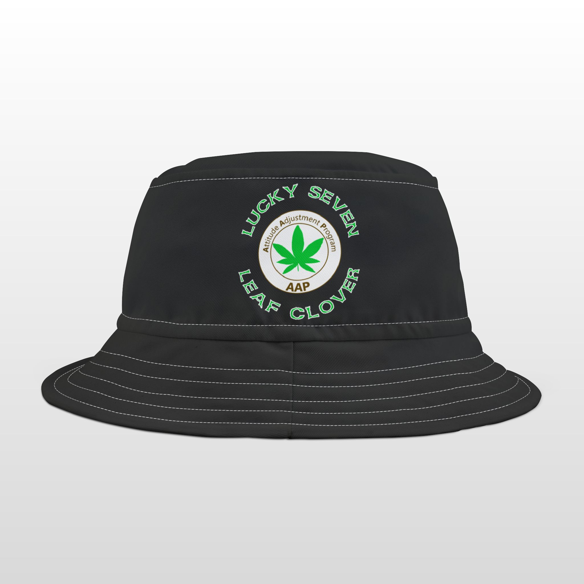 lucky seven leaf clover black bucket hat
