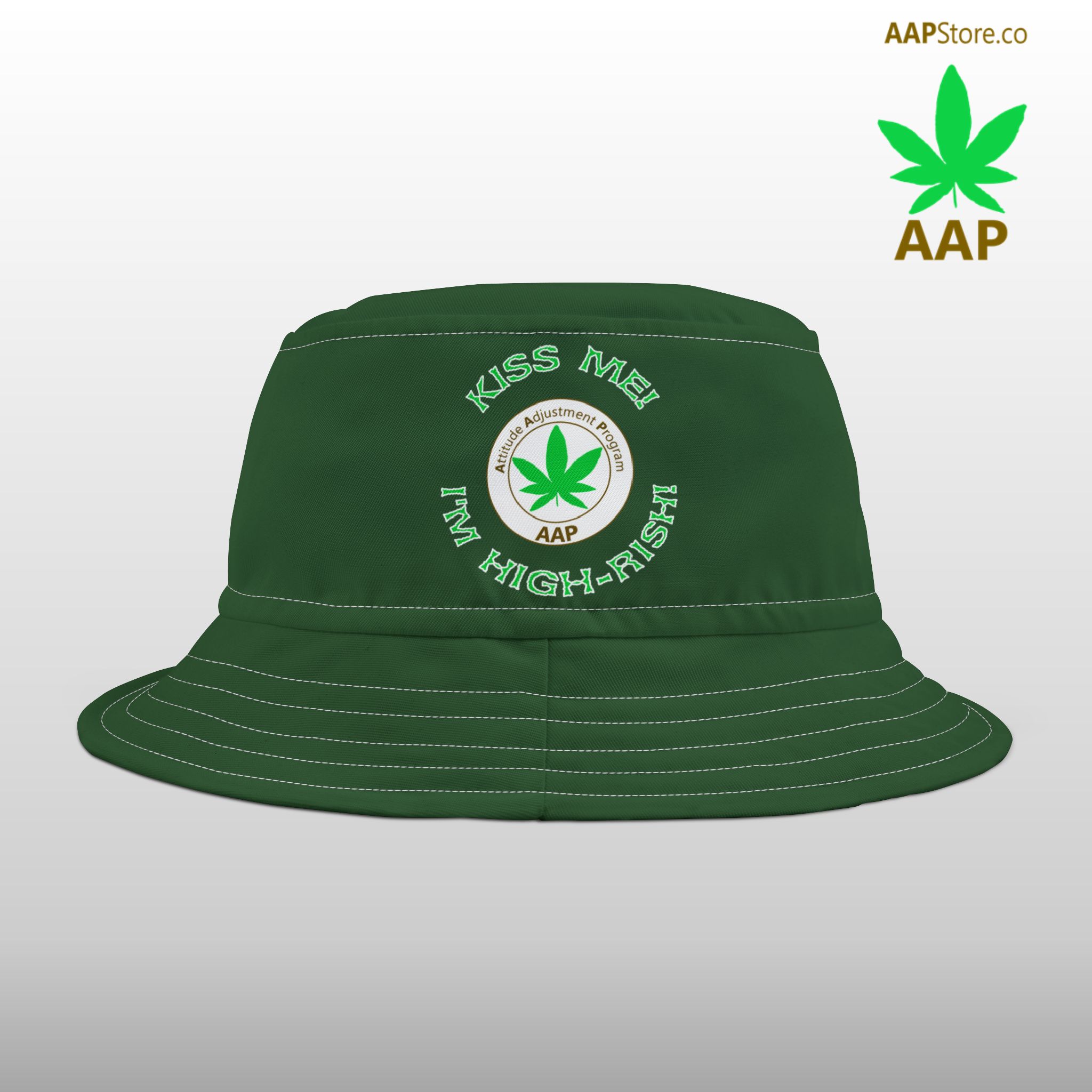 aap original kiss me i'm highrish green bucket hat
