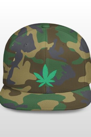 grean leaf 420 embroidered flat bill snapback cap