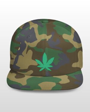 grean leaf 420 embroidered flat bill snapback cap