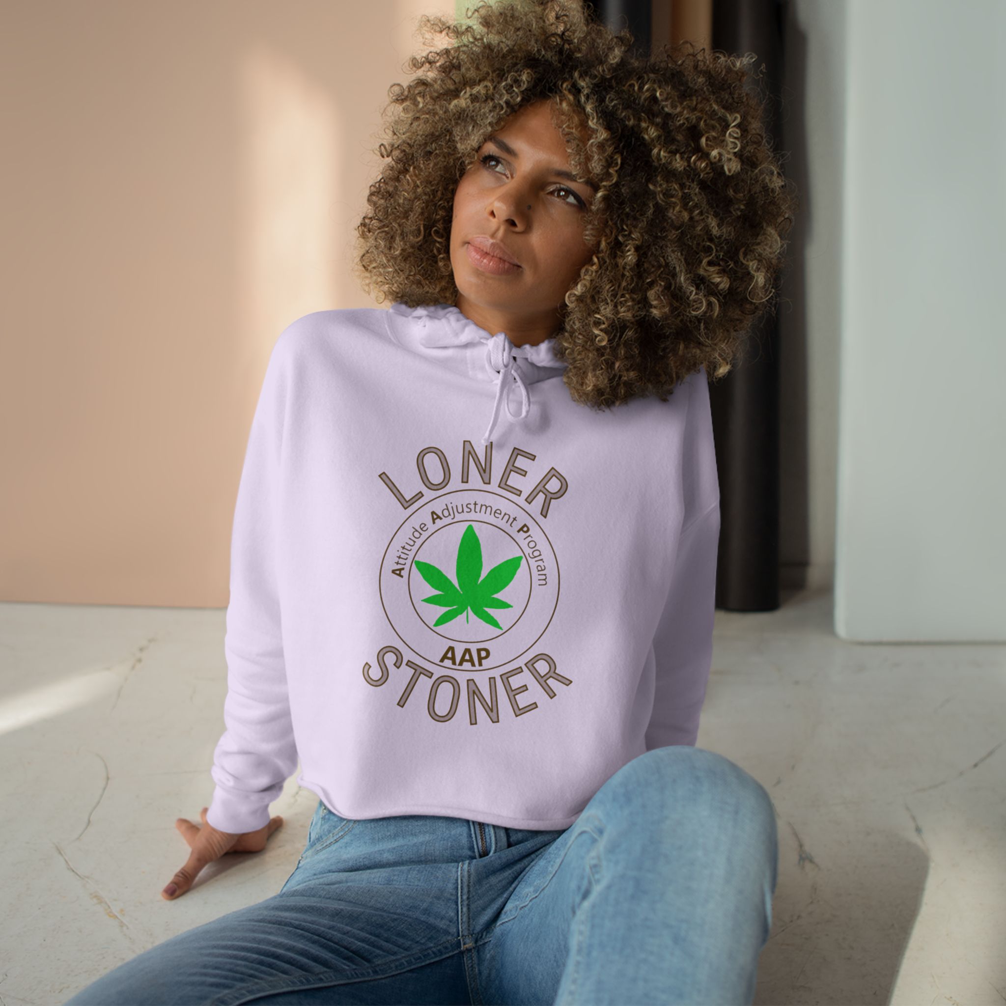 loner stoner crop hoodie