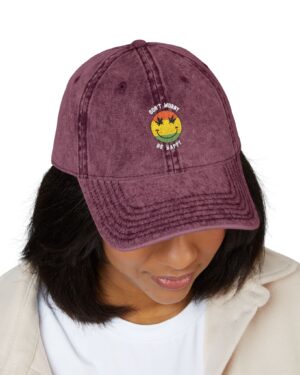 vintage embroidered smile cap retro stoner vibe hat