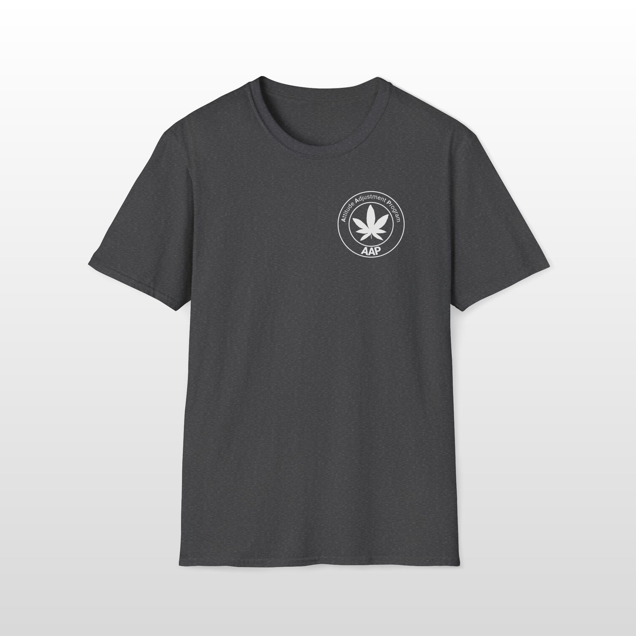 attitude adjustment program aap white pocket badge 420 tee