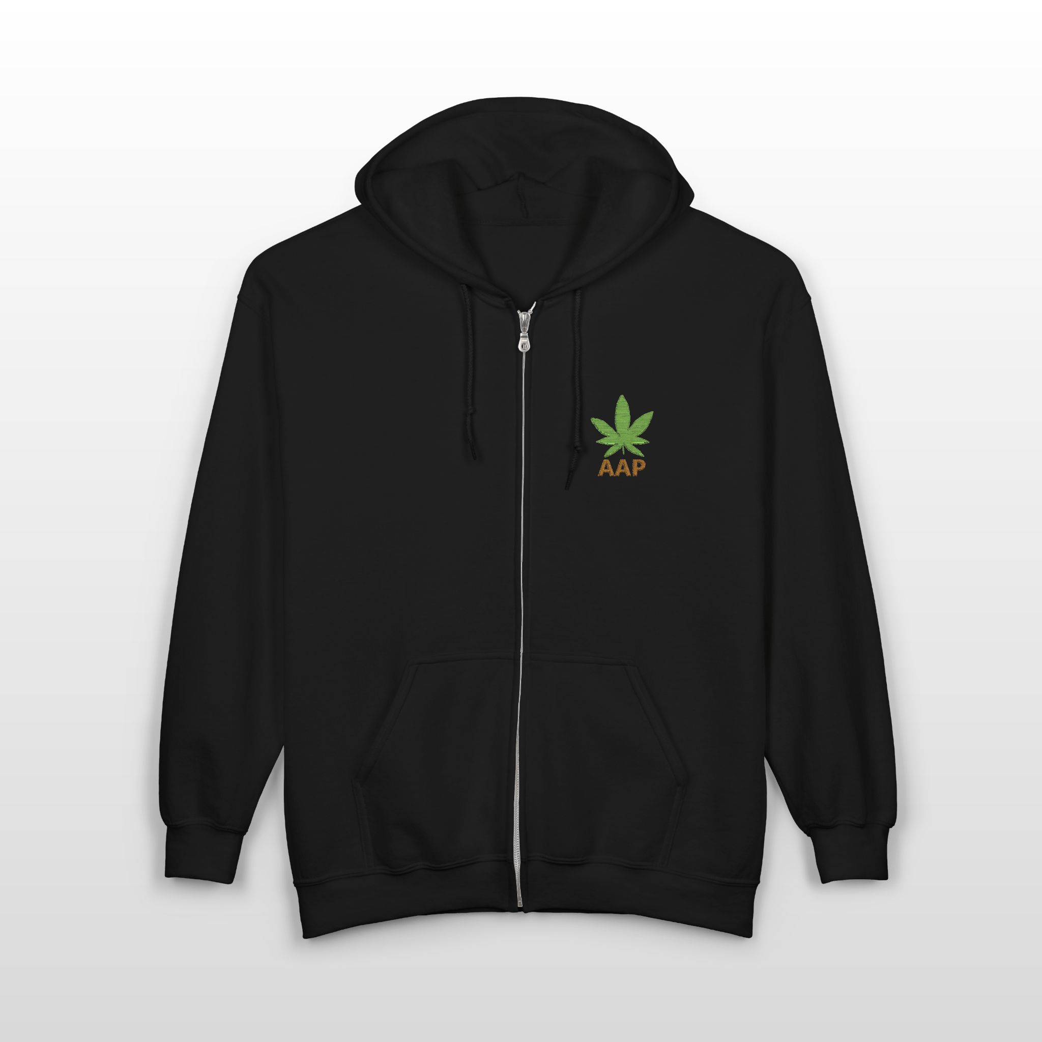 follow the program aap original pocket logo full zip stoner hoodie