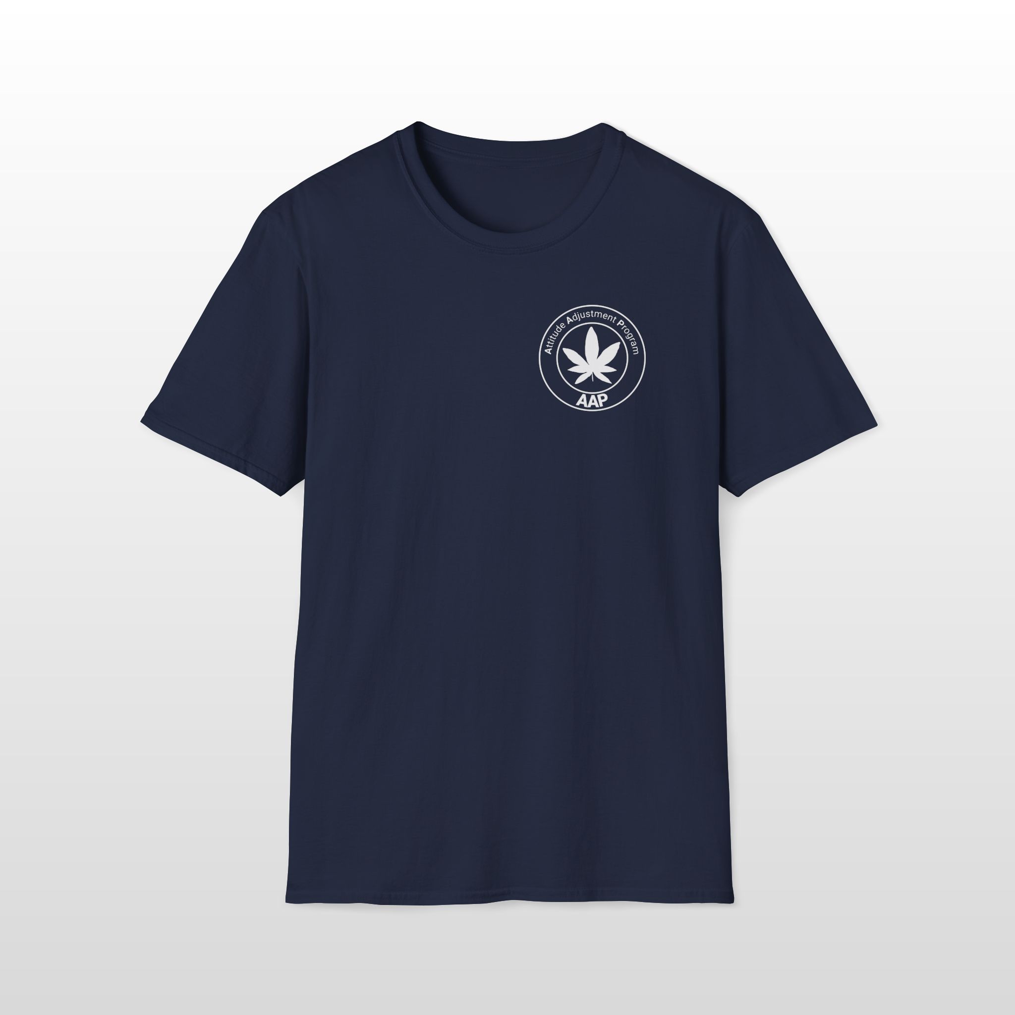 attitude adjustment program aap white pocket badge 420 tee