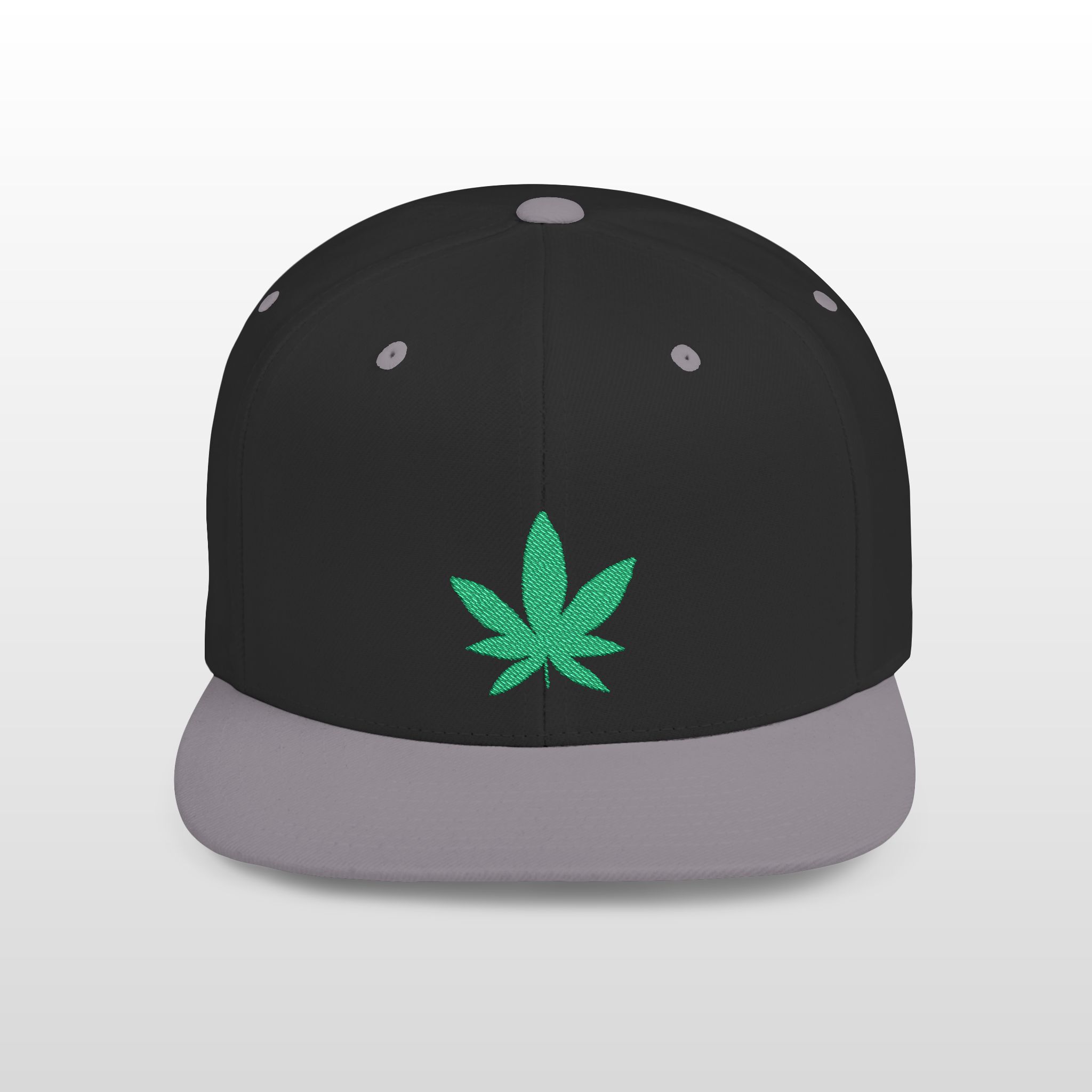 grean leaf 420 embroidered flat bill snapback cap