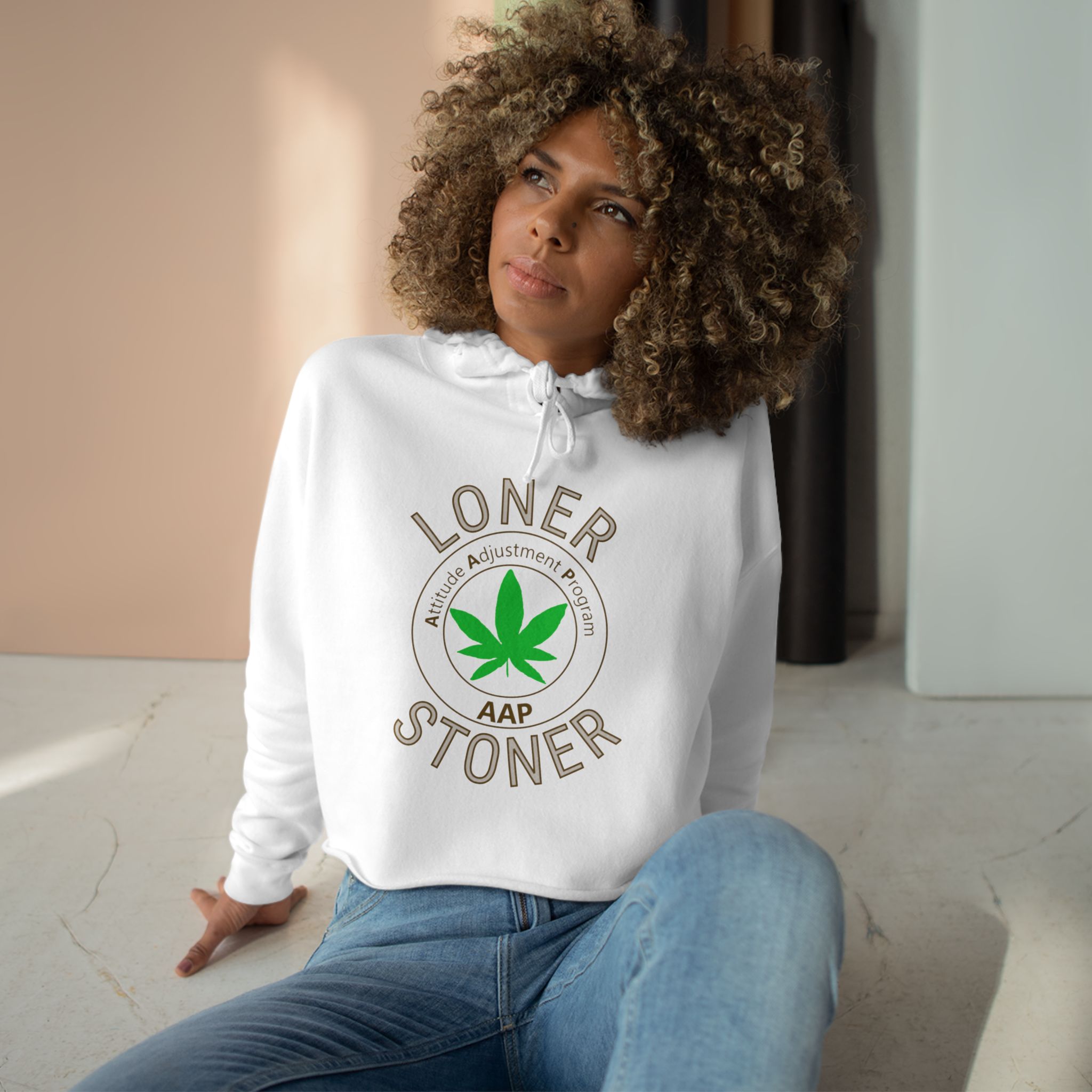 loner stoner crop hoodie