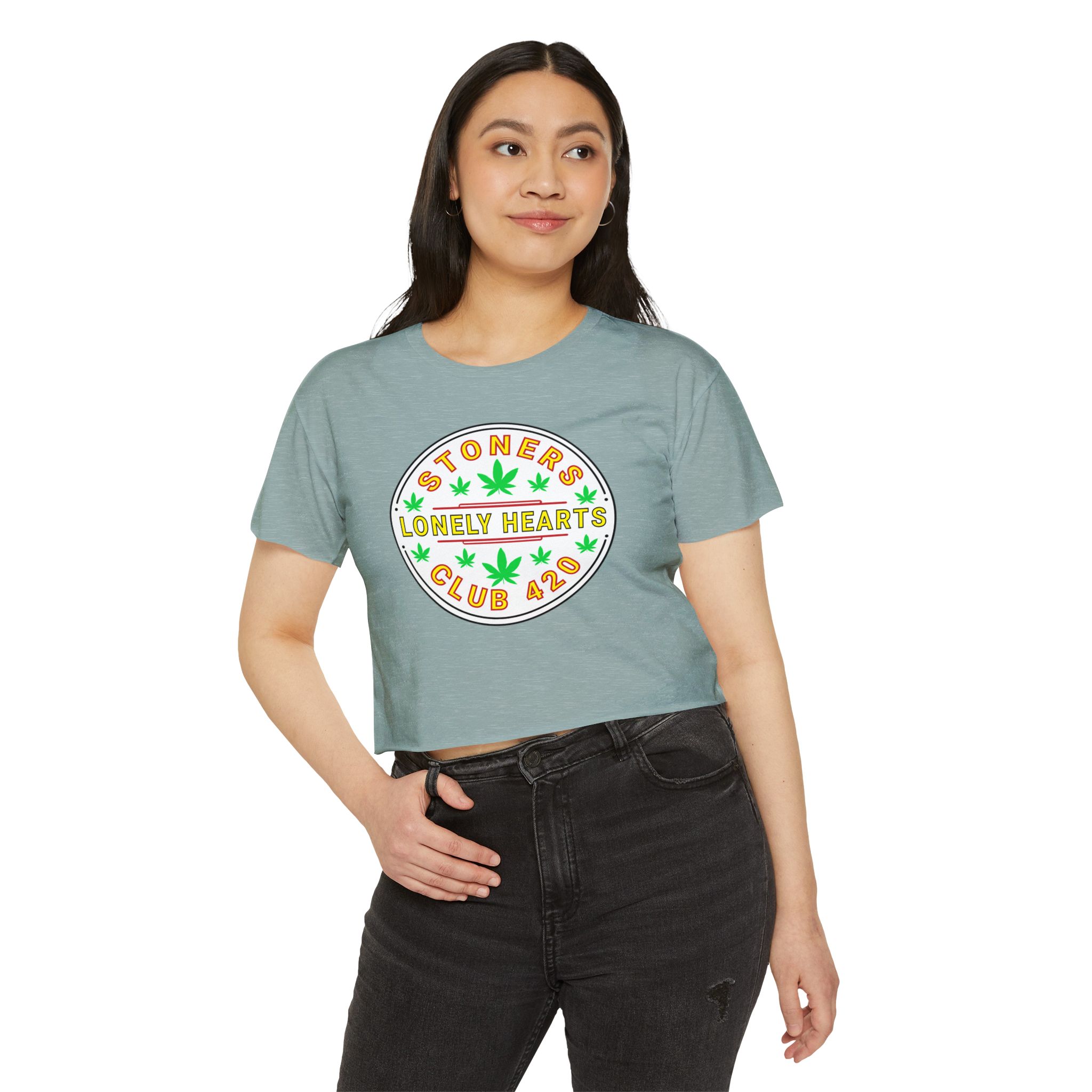 stoners lonely hearts club 420 festival crop top tee