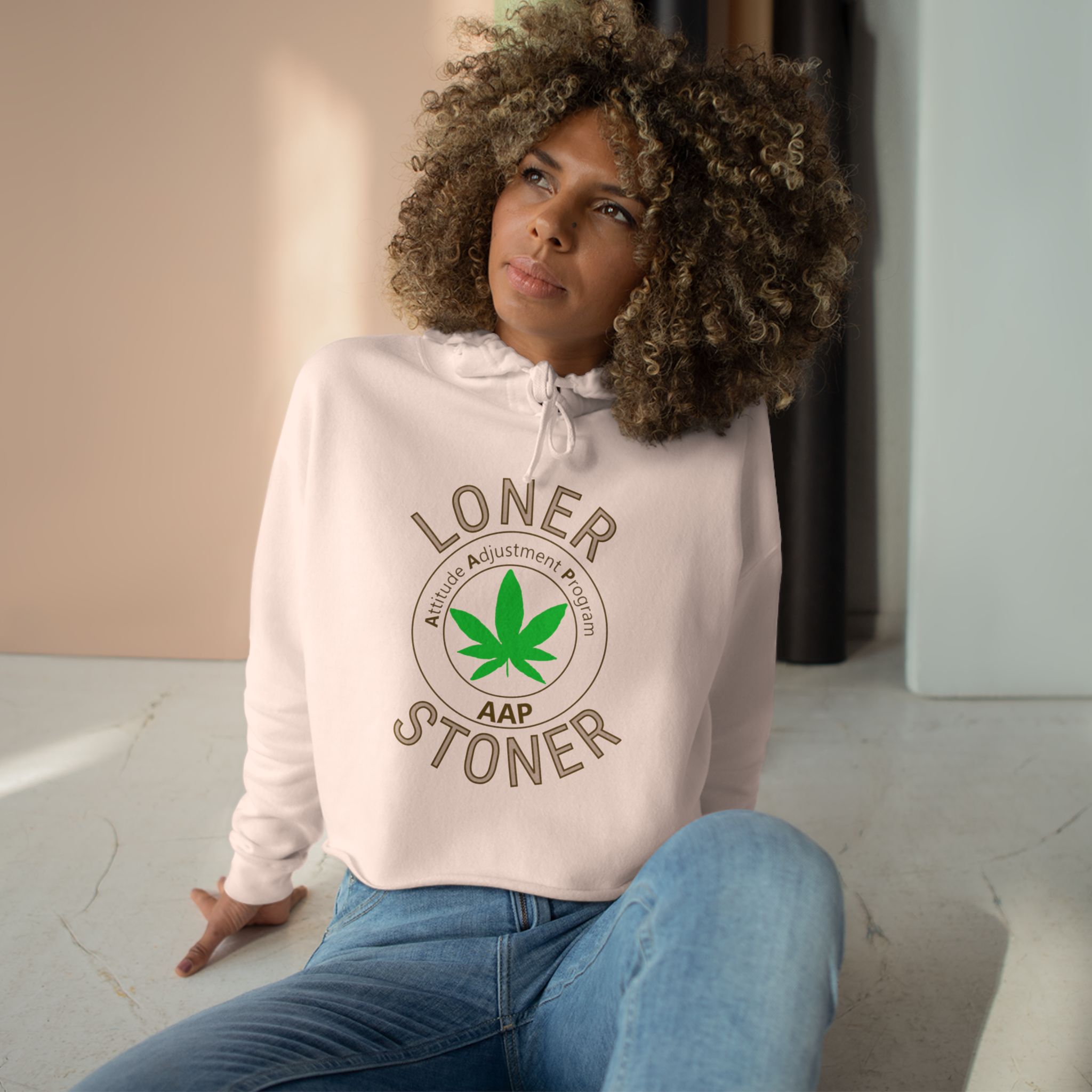 loner stoner crop hoodie