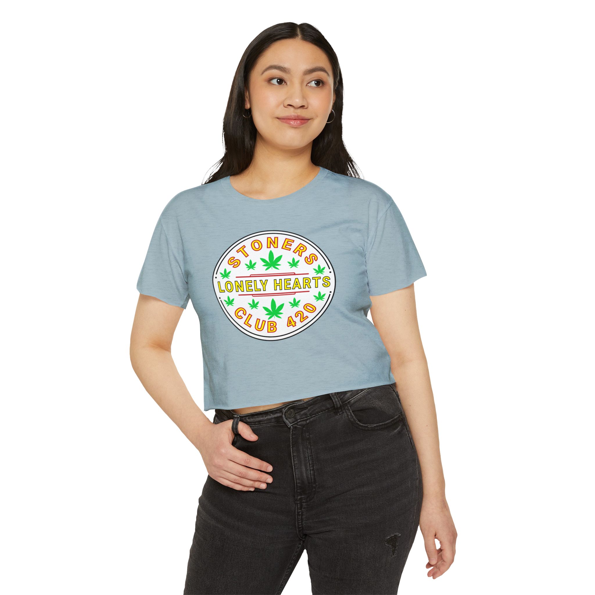 stoners lonely hearts club 420 festival crop top tee