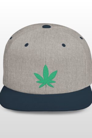 grean leaf 420 embroidered flat bill snapback cap