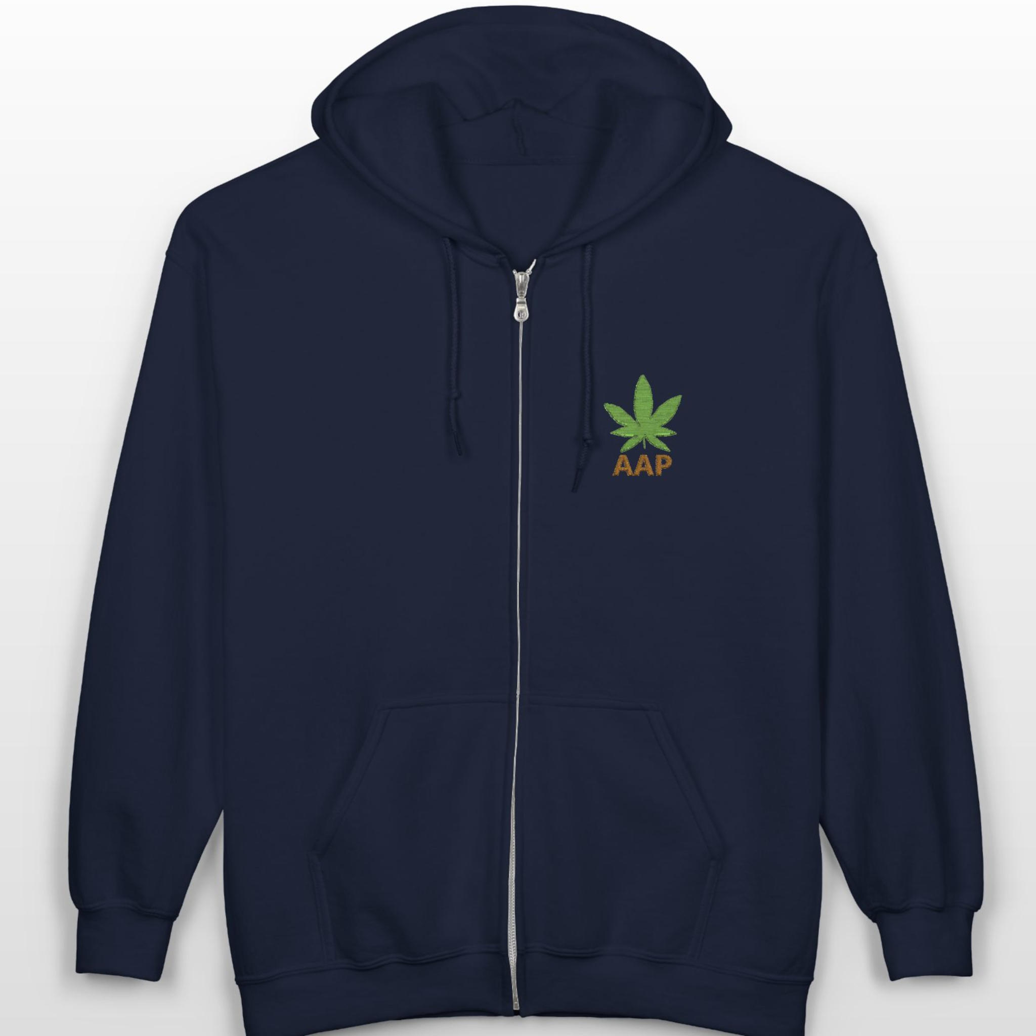 follow the program aap original pocket logo full zip stoner hoodie