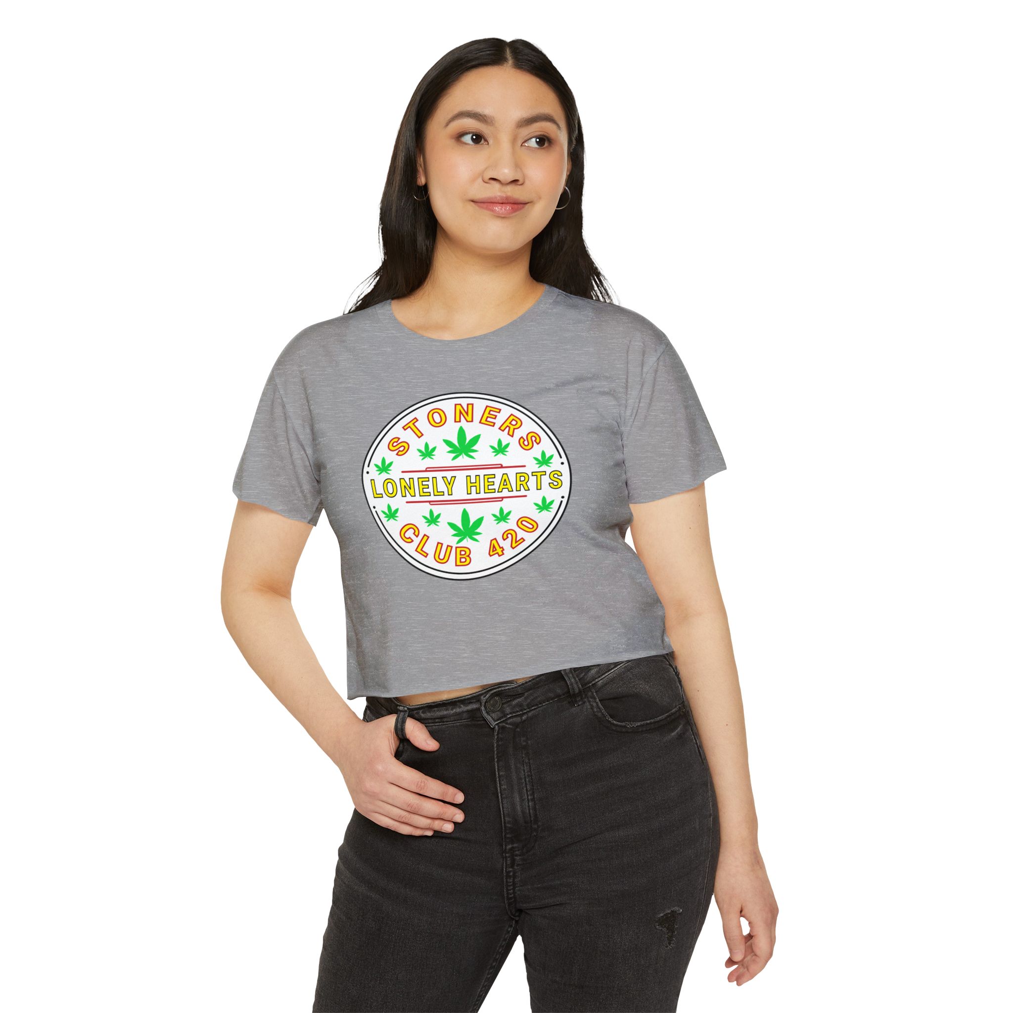 stoners lonely hearts club 420 festival crop top tee