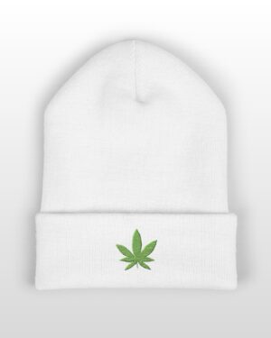 green leaf 420 embroidered beanie