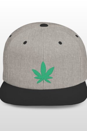 grean leaf 420 embroidered flat bill snapback cap