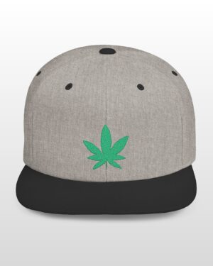 grean leaf 420 embroidered flat bill snapback cap