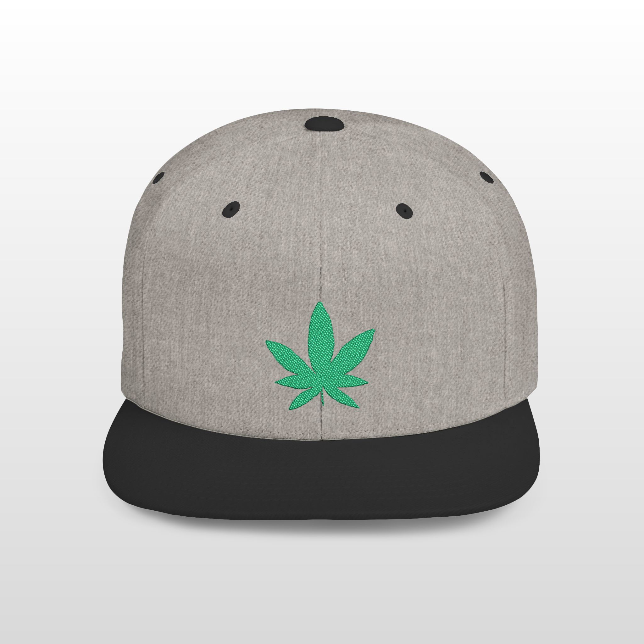grean leaf 420 embroidered flat bill snapback cap