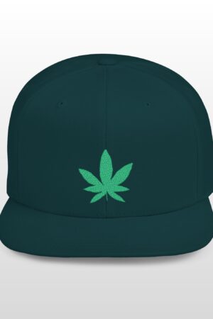 grean leaf 420 embroidered flat bill snapback cap