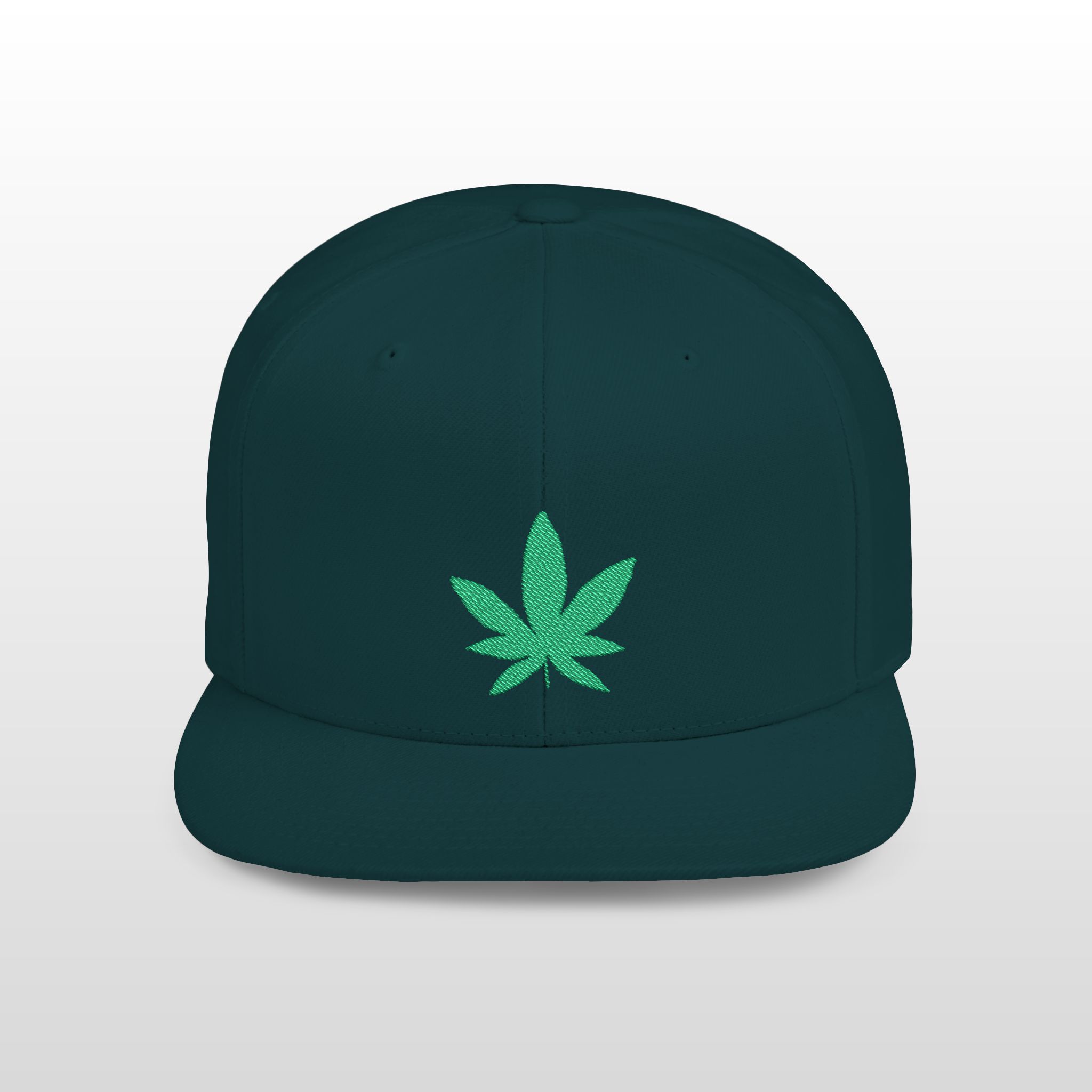 grean leaf 420 embroidered flat bill snapback cap