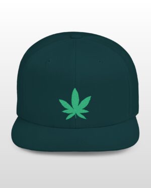 grean leaf 420 embroidered flat bill snapback cap