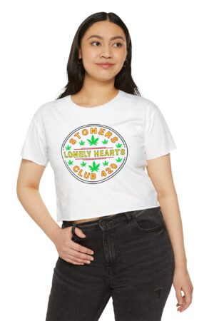 stoners lonely hearts club 420 festival crop top tee