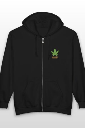 aap original pocket logo full zip stoner hoodie