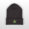 green leaf 420 embroidered beanie