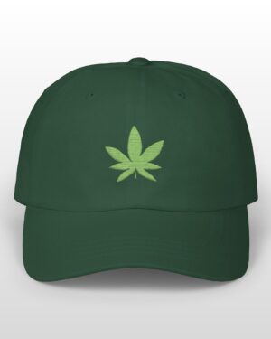 grean leaf 420 embroidered dad hat