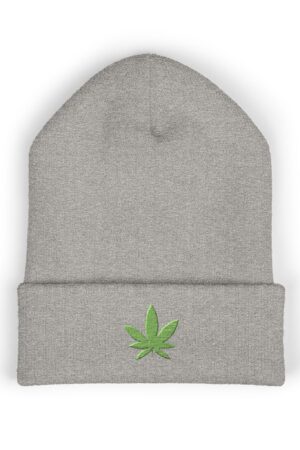 green leaf 420 embroidered beanie