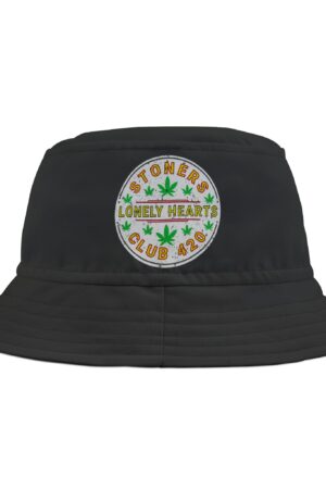 stoners lonely hearts club 420 black bucket hat