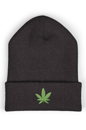 green leaf 420 embroidered beanie