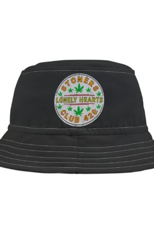 stoners lonely hearts club 420 black bucket hat